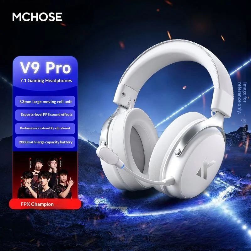 MCHOSE V9 Pro Wireless Gaming Headset – Quad-Mode Over-Ear Bluetooth Headphones with HD Sound & Pro Mic for PC Gamers