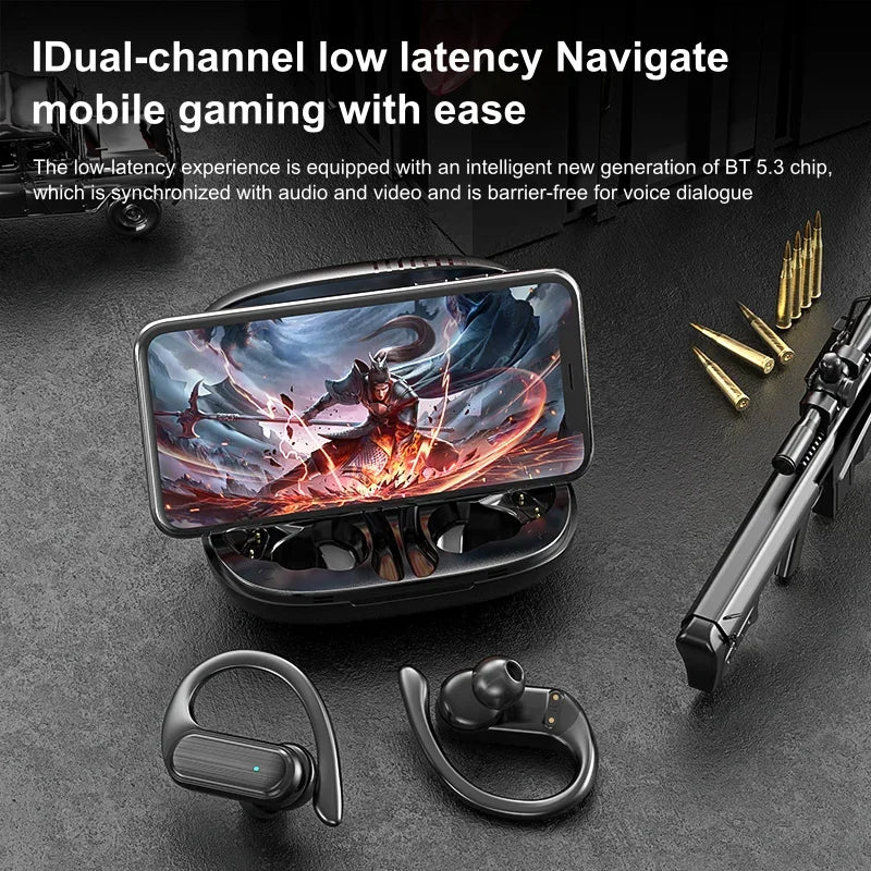 A520 Wireless TWS Earbuds – Bluetooth Sports Earphones with Secure Ear Hooks, Touch Control & Built-in Mic for Running and Gaming