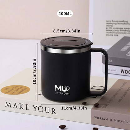 ThermaSip™ 400ml Insulated Stainless Steel Coffee Mug – Double Wall Leakproof Travel Cup with Lid