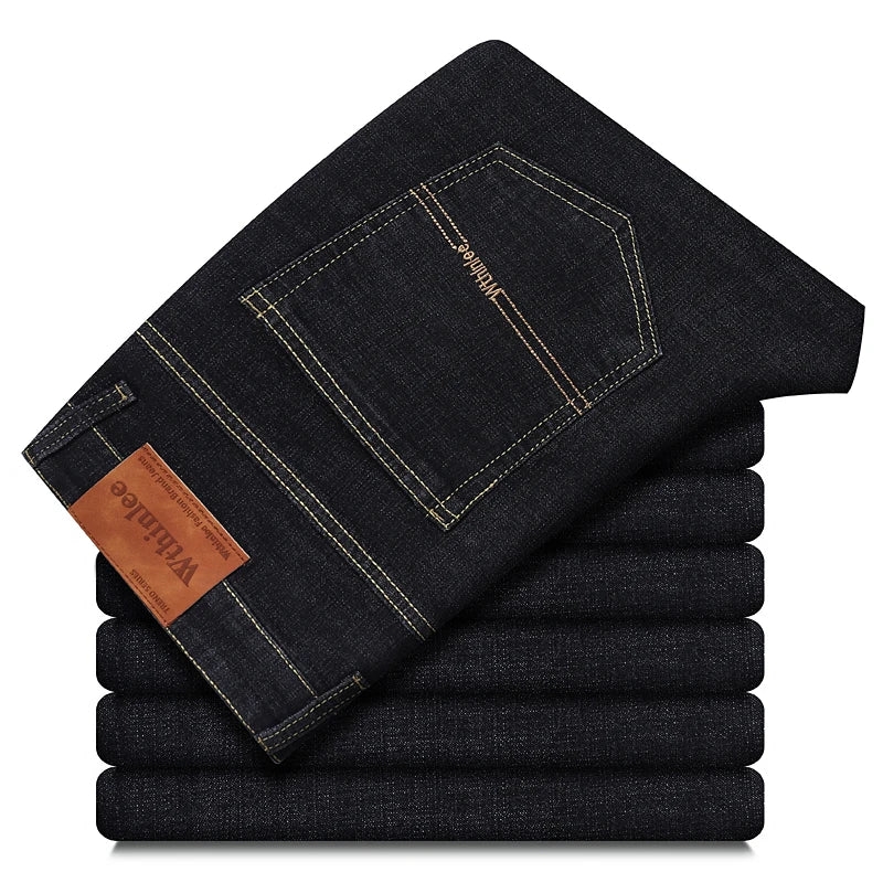 Men's Business Jeans, Stretch Denim Trousers, Straight Fit Jeans, Smart Casual Denim, Work Jeans