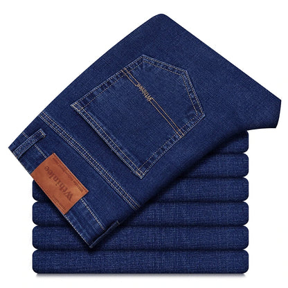 Men's Business Jeans, Stretch Denim Trousers, Straight Fit Jeans, Smart Casual Denim, Work Jeans