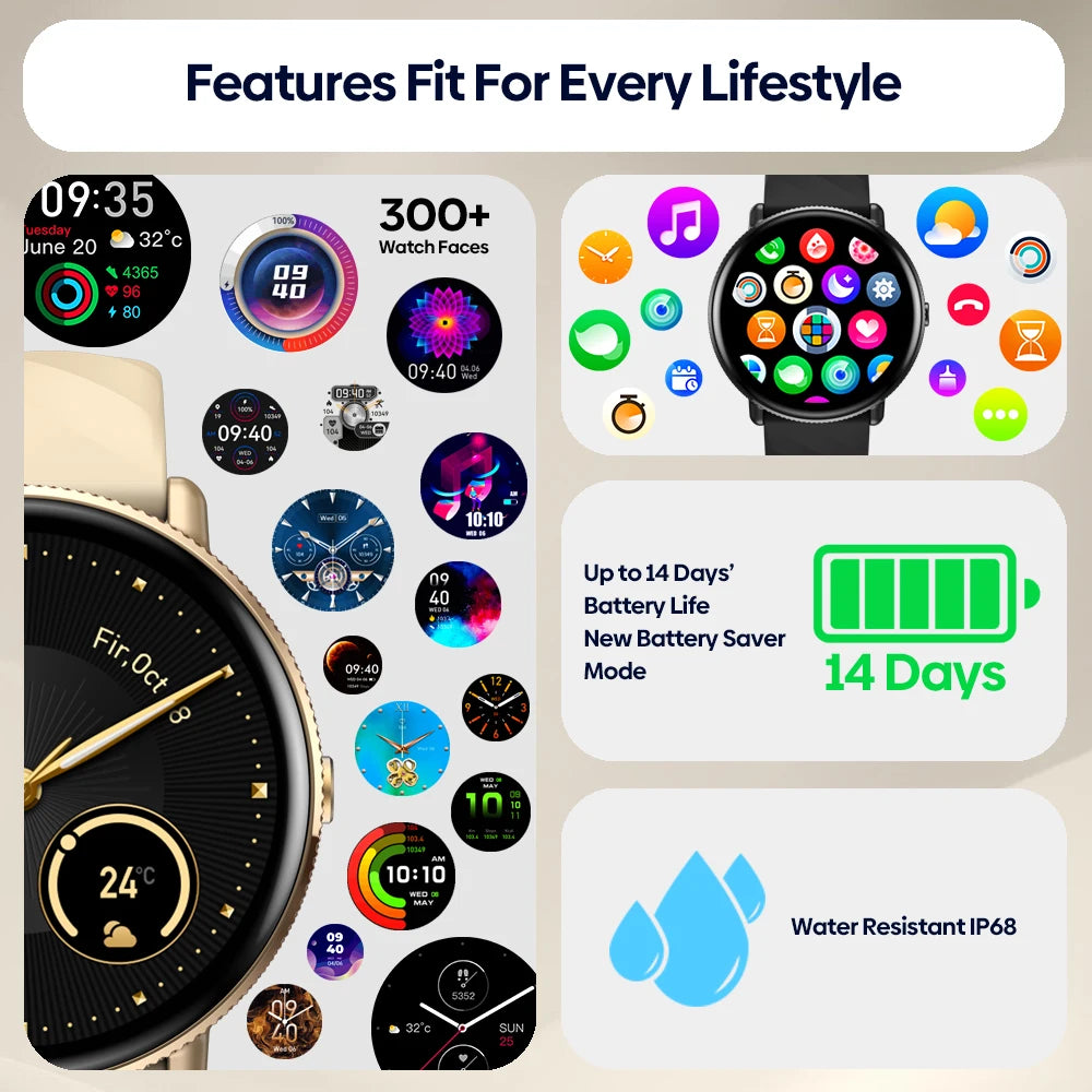 Elite AMOLED Voice Calling Smart Watch with Stainless Steel Frame