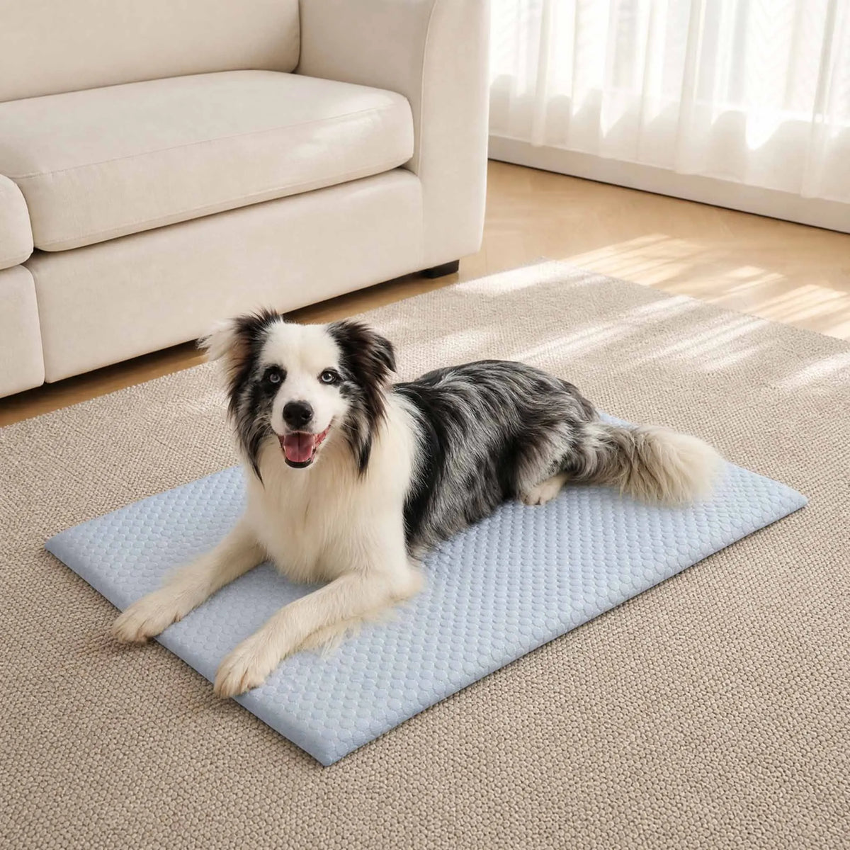 CoolPaw™ Ice Silk Cooling Pet Mat – Breathable Non-Slip Washable Dog & Cat Bed Pad