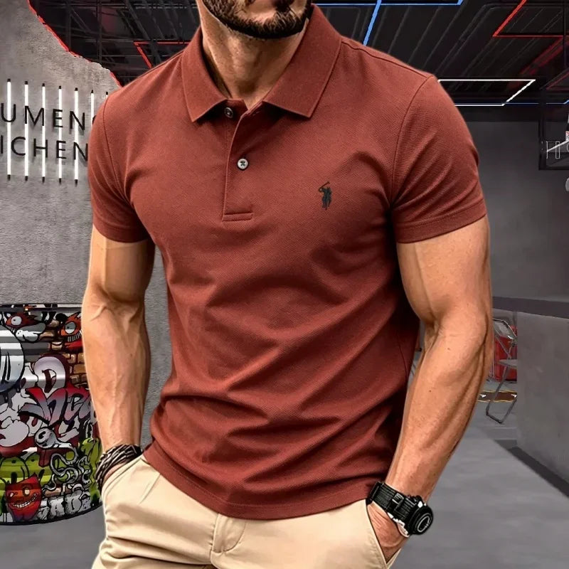 Men's Premium 100% Cotton Polo Shirt | Classic Embroidered Golf & Casual Top