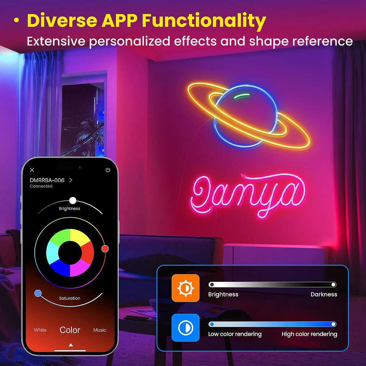 NeonFlex™ RGB LED Strip Lights – App &amp; Remote Controlled Neon Rope Lamp with Music Sync &amp; Waterproof Design