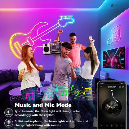 NeonFlex™ RGB LED Strip Lights – App &amp; Remote Controlled Neon Rope Lamp with Music Sync &amp; Waterproof Design