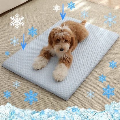 CoolPaw™ Ice Silk Cooling Pet Mat – Breathable Non-Slip Washable Dog & Cat Bed Pad