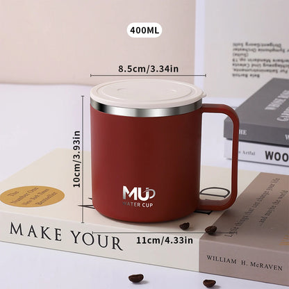 ThermaSip™ 400ml Insulated Stainless Steel Coffee Mug – Double Wall Leakproof Travel Cup with Lid