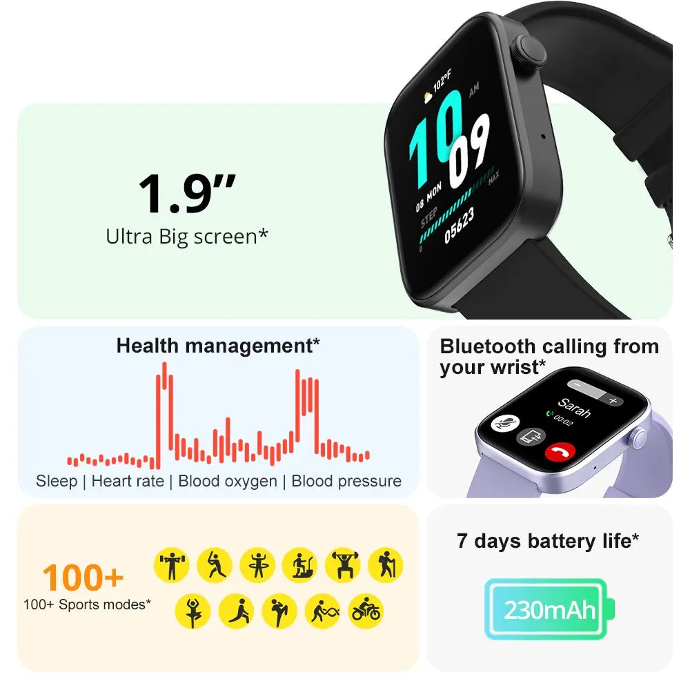 Relógio Inteligente COLMI P71 ActiveVoice – Smartwatch à prova d'água IP68 com monitoramento de saúde para homens e mulheres