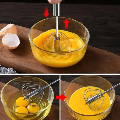 QuickWhip™ Semi-Automatic Stainless Steel Egg Whisk – Effortless Hand Mixer for Baking & Cooking