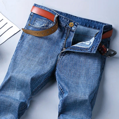 Men's Business Jeans, Stretch Denim Trousers, Straight Fit Jeans, Smart Casual Denim, Work Jeans