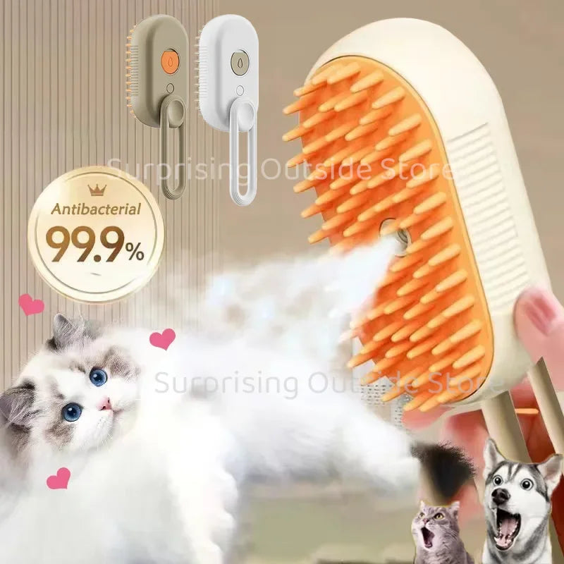 3-in-1 Pet Steam Massage Brush – Dog & Cat Grooming, Bath & Hair Removal Comb