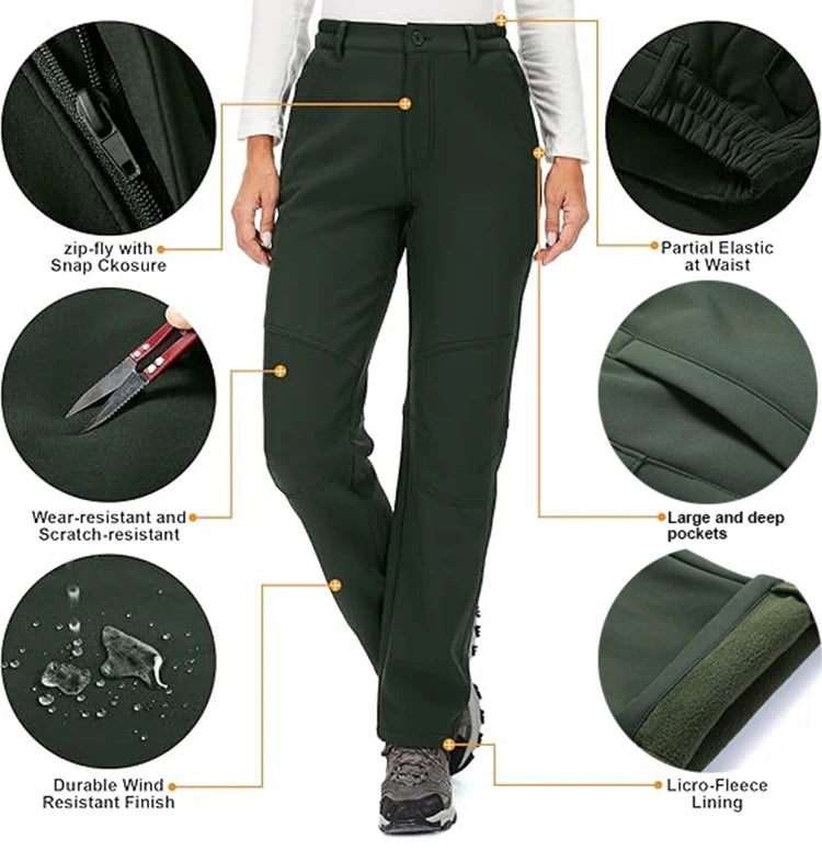 Women's Windproof Thermal Trousers | Warm Outdoor Hiking & Walking Pants