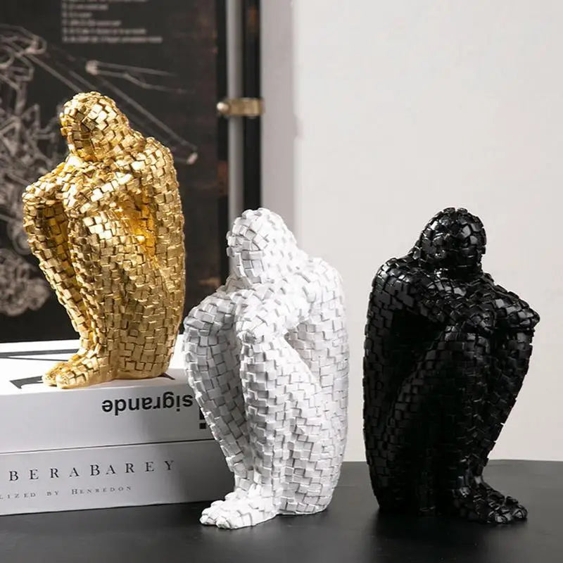 Nordic Abstract Thinker Resin Statue for Home Decor