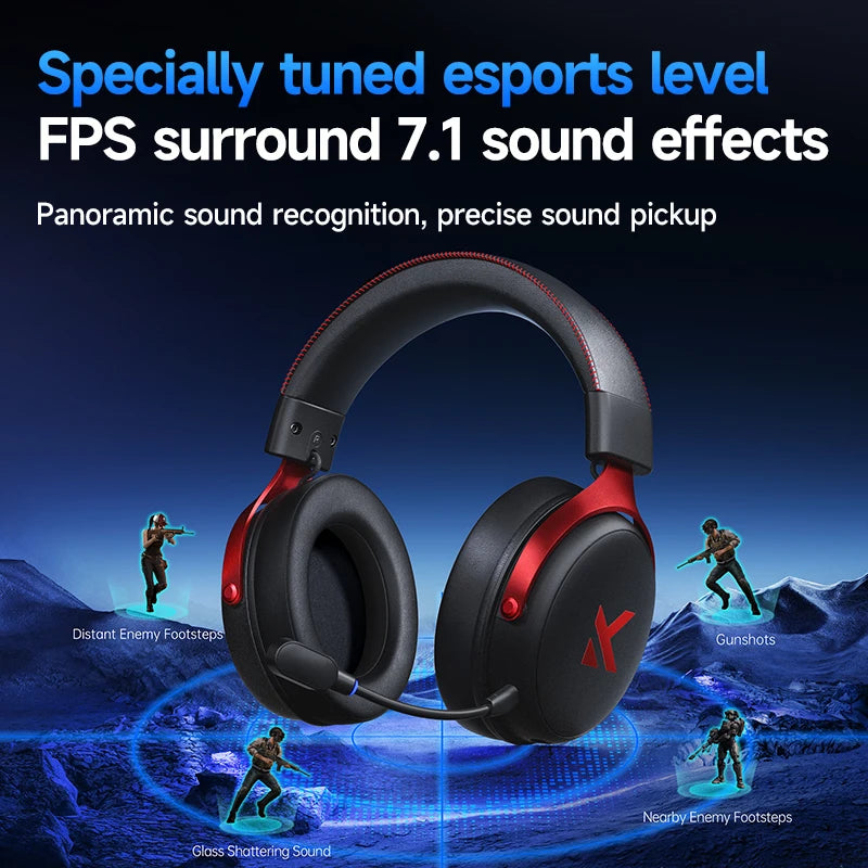 MCHOSE V9 Pro Wireless Gaming Headset – Quad-Mode Over-Ear Bluetooth Headphones with HD Sound & Pro Mic for PC Gamers