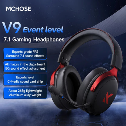 MCHOSE V9 Pro Wireless Gaming Headset – Quad-Mode Over-Ear Bluetooth Headphones with HD Sound & Pro Mic for PC Gamers