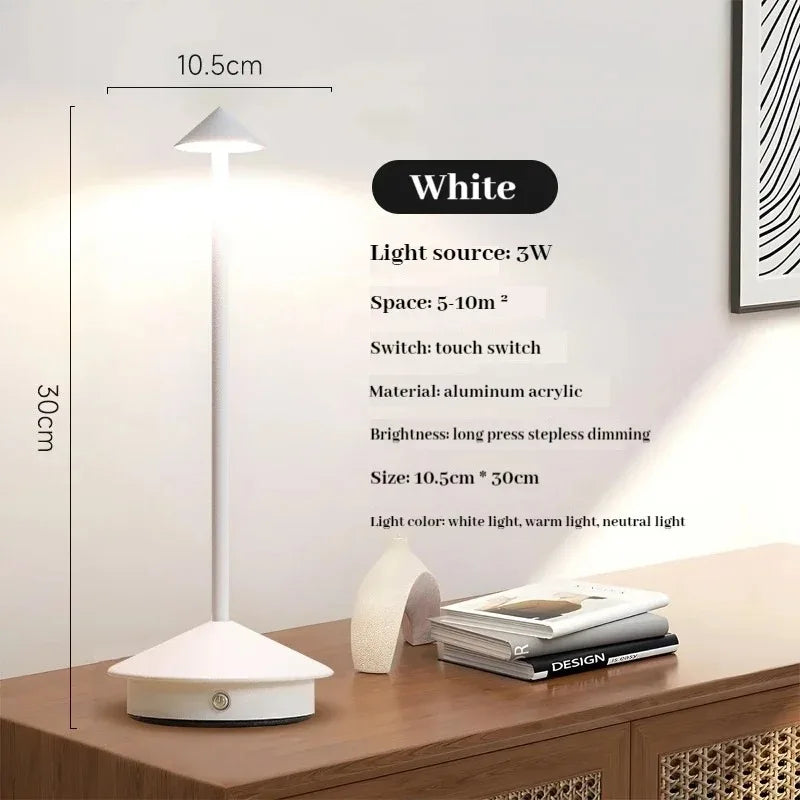 LumiTouch™ Rechargeable LED Table Lamp – Cordless Touch Sensor Bedside Light with 3 Colour Modes