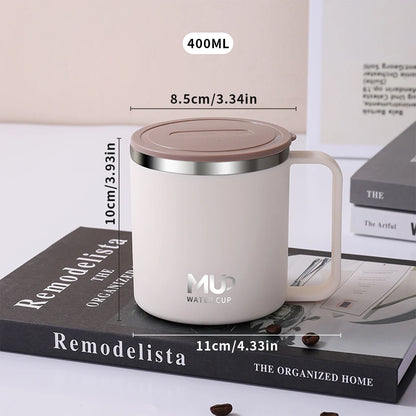 ThermaSip™ 400ml Insulated Stainless Steel Coffee Mug – Double Wall Leakproof Travel Cup with Lid