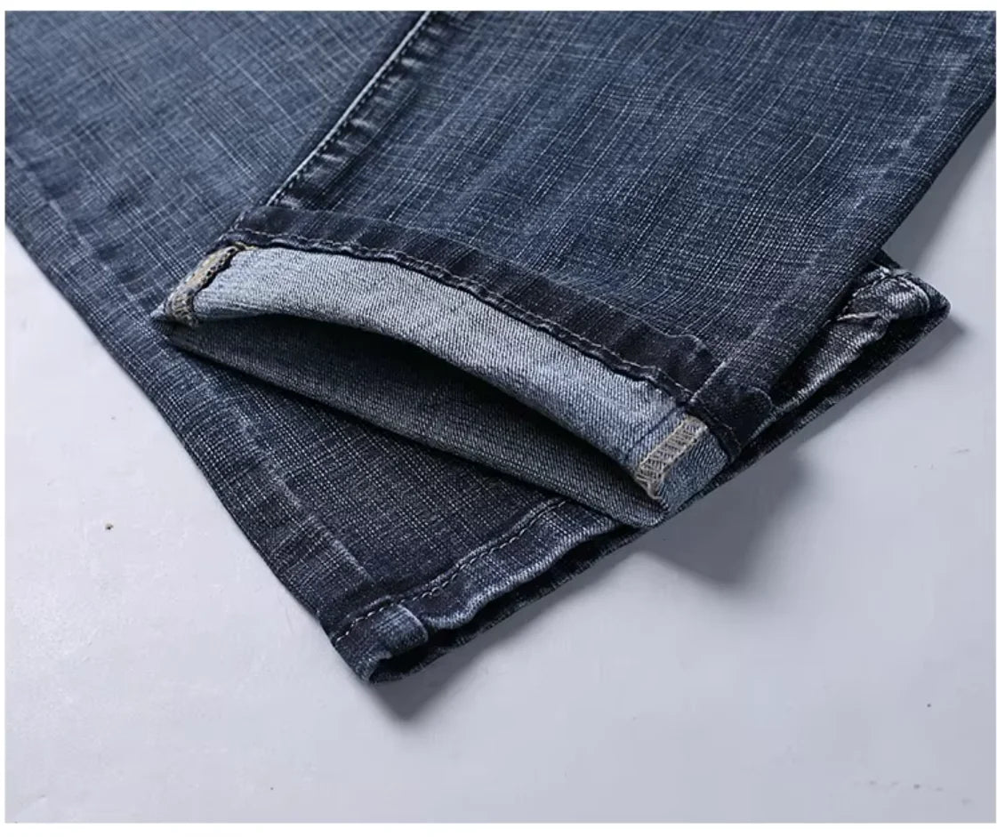 Men's Business Jeans, Stretch Denim Trousers, Straight Fit Jeans, Smart Casual Denim, Work Jeans