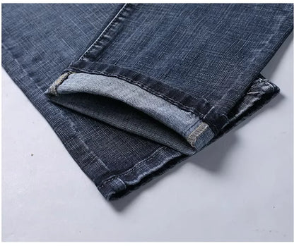 Men's Business Jeans, Stretch Denim Trousers, Straight Fit Jeans, Smart Casual Denim, Work Jeans