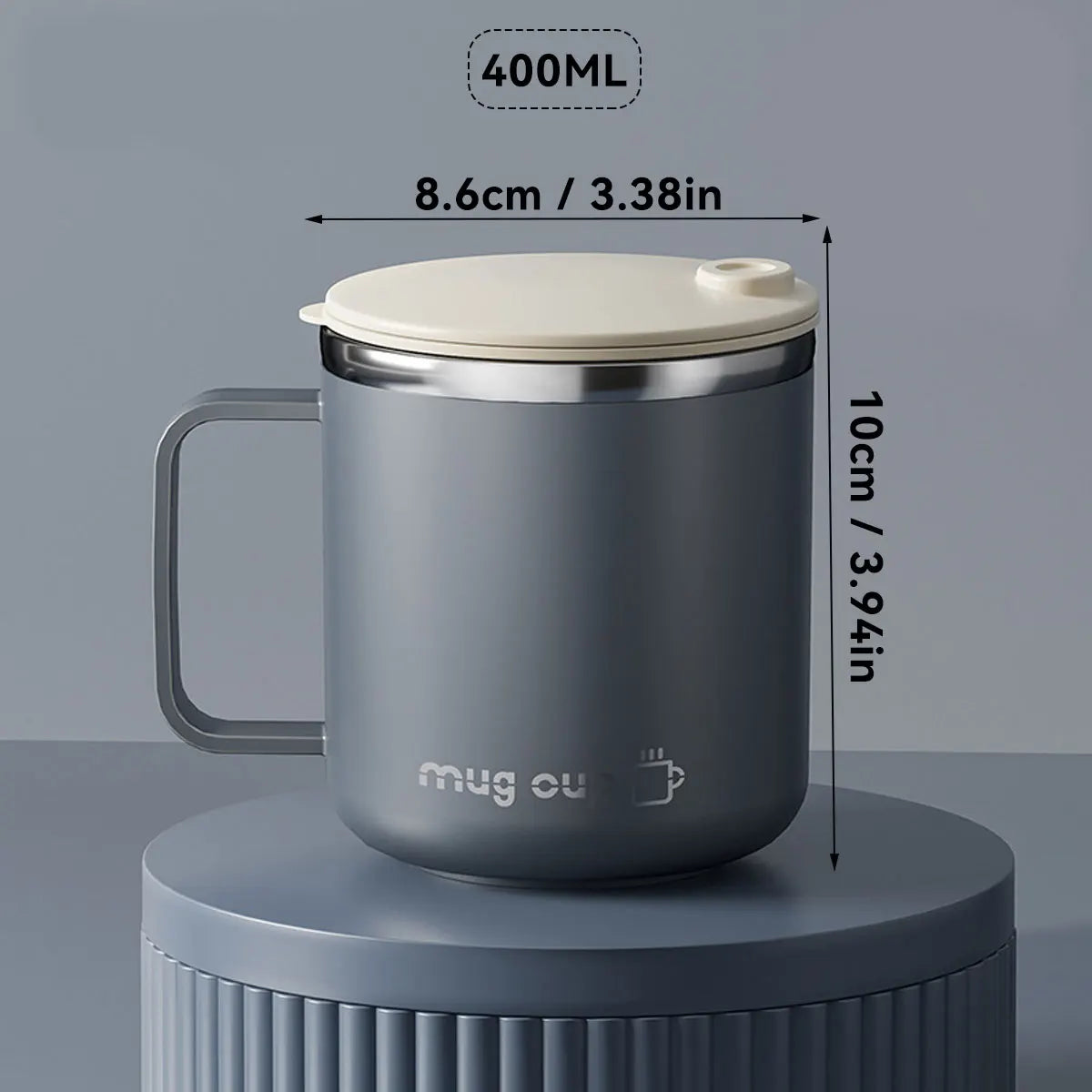 ThermaSip™ 400ml Insulated Stainless Steel Coffee Mug – Double Wall Leakproof Travel Cup with Lid