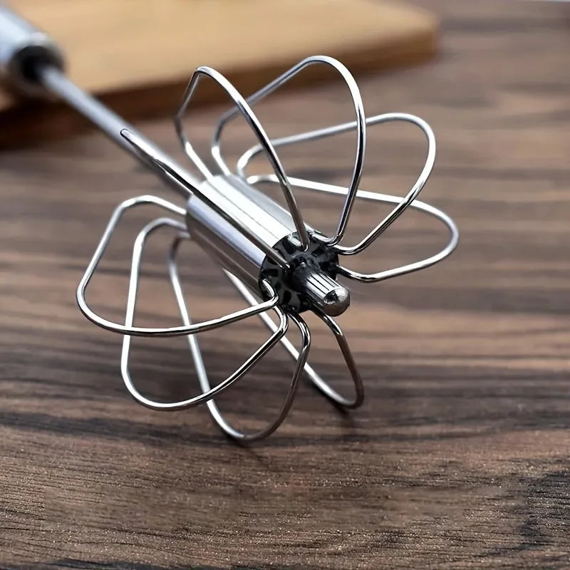 QuickWhip™ Semi-Automatic Stainless Steel Egg Whisk – Effortless Hand Mixer for Baking & Cooking