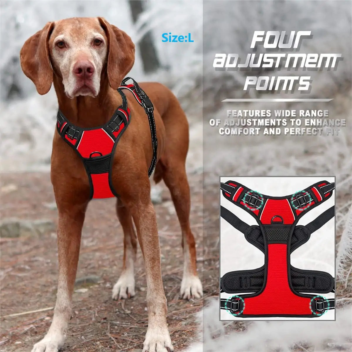 SafeStride™ Reflective Front-Clip Harness with Handle for Large Dogs