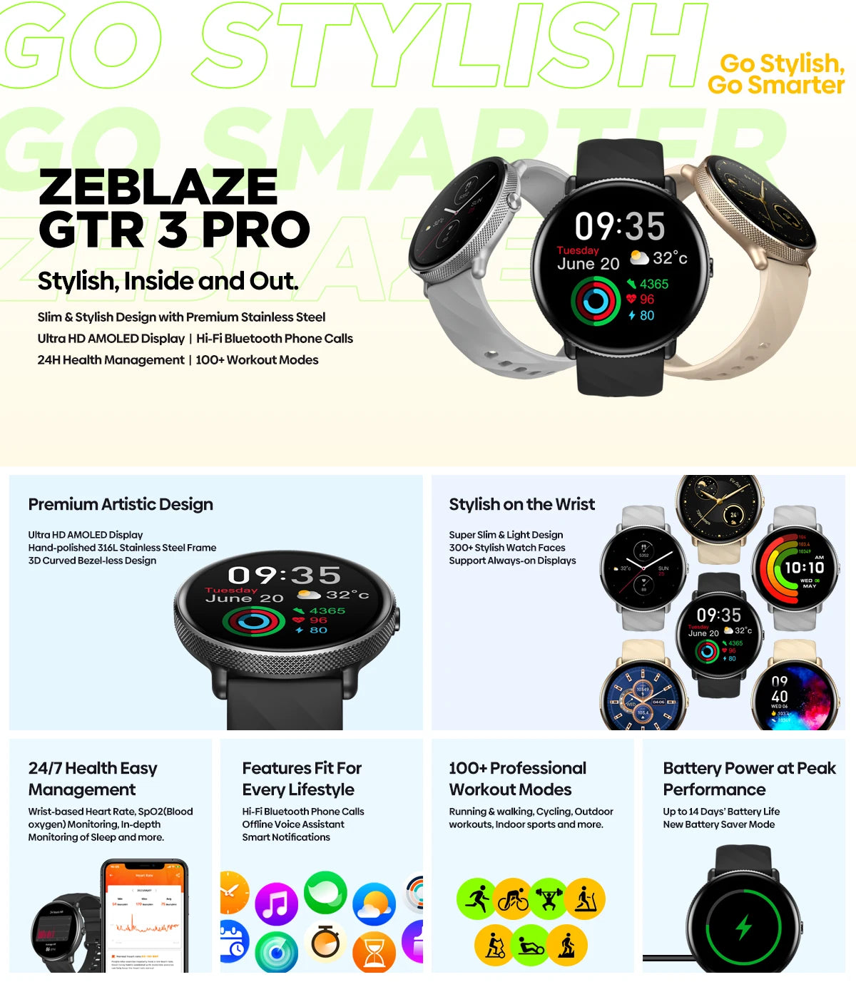 Elite AMOLED Voice Calling Smart Watch with Stainless Steel Frame