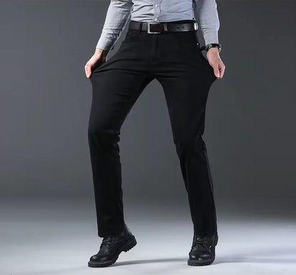 Men's Business Jeans, Stretch Denim Trousers, Straight Fit Jeans, Smart Casual Denim, Work Jeans