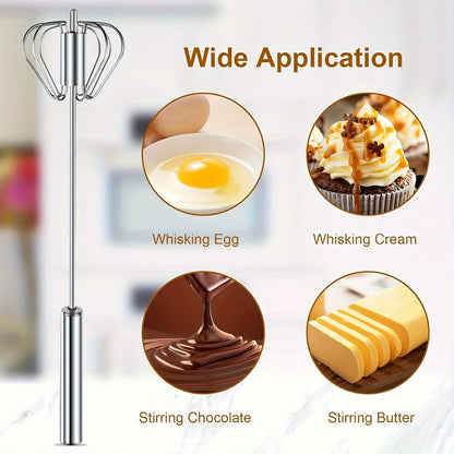 QuickWhip™ Semi-Automatic Stainless Steel Egg Whisk – Effortless Hand Mixer for Baking & Cooking